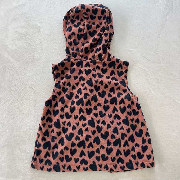 Carter's Black Heart Pattern Hooded Fleece Vest Brown‎ 24m - Picture 4 of 9